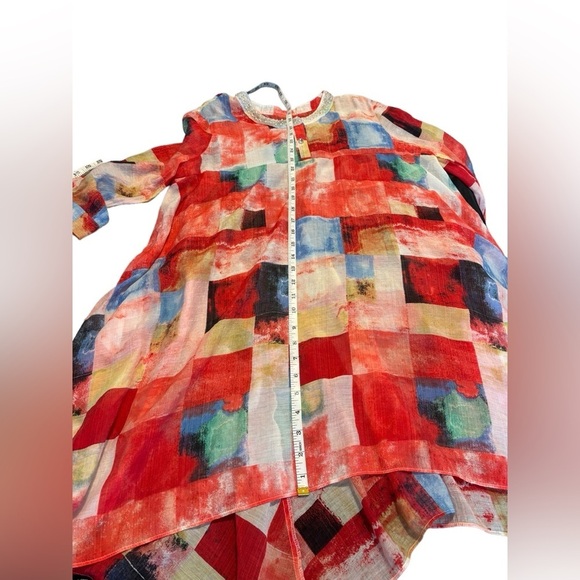 DKNY Patchwork Beach Coverup. SZ XL.  3/4‎ Sleeves. Pearl Encrusted Neckline. - Picture 8 of 14